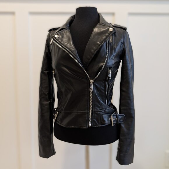 Zara Jackets & Blazers - Zara Black Faux Leather Moto Jacket | Size XS